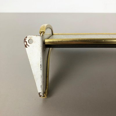 French Mid-Century Modern Brass Rigituelle Wall Shelf in the Style of Mathieu Matégot, 1960s-QZ-1072266