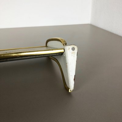 French Mid-Century Modern Brass Rigituelle Wall Shelf in the Style of Mathieu Matégot, 1960s-QZ-1072266