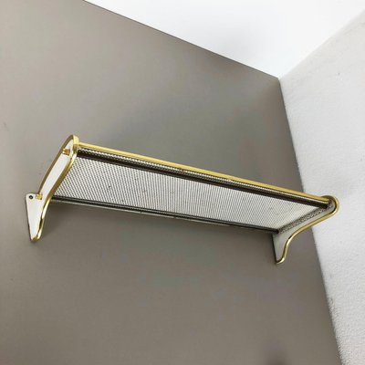 French Mid-Century Modern Brass Rigituelle Wall Shelf in the Style of Mathieu Matégot, 1960s-QZ-1072266