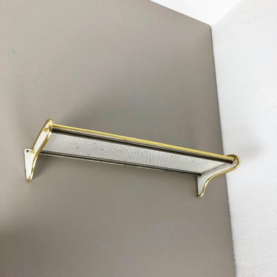 French Mid-Century Modern Brass Rigituelle Wall Shelf in the Style of Mathieu Matégot, 1960s-QZ-1072266