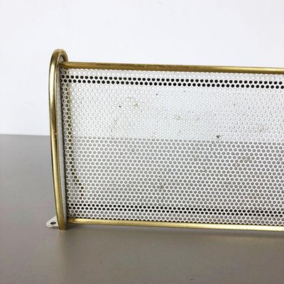 French Mid-Century Modern Brass Rigituelle Wall Shelf in the Style of Mathieu Matégot, 1960s-QZ-1072266