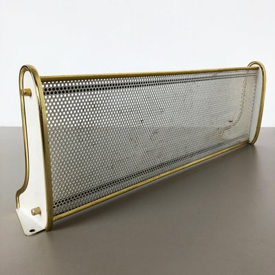 French Mid-Century Modern Brass Rigituelle Wall Shelf in the Style of Mathieu Matégot, 1960s-QZ-1072266