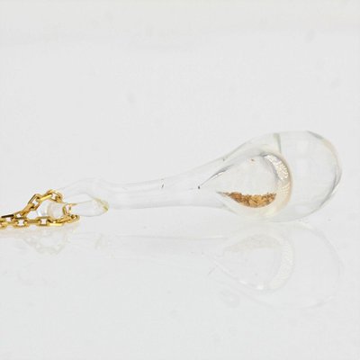 French Modern 18 Karat Gold Chain & Glass and Gold Glitter Pendant-OLU-1124095