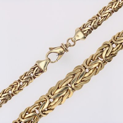 French Modern 18 Karat Yellow Gold Interlaced Flat Mesh Necklace-OLU-1763985