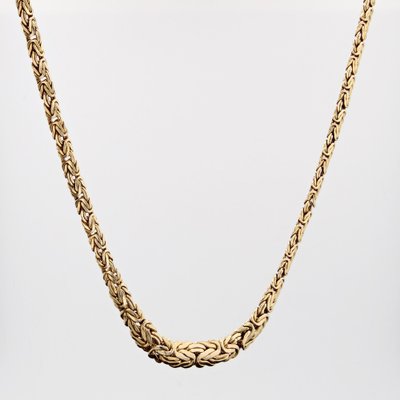 French Modern 18 Karat Yellow Gold Interlaced Flat Mesh Necklace-OLU-1763985