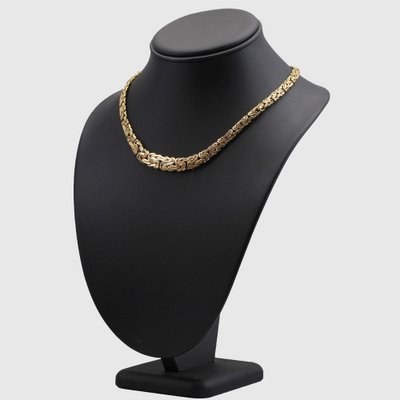 French Modern 18 Karat Yellow Gold Interlaced Flat Mesh Necklace-OLU-1763985