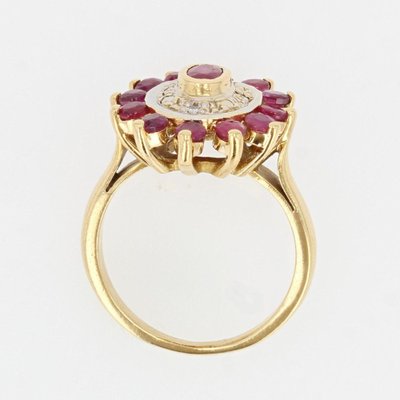 French Modern Ruby Diamonds, 18 Karat Yellow Gold Ring-OLU-1066415