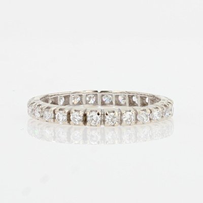 French Modern Wedding Ring in 18K White Gold with Diamonds-OLU-1252295