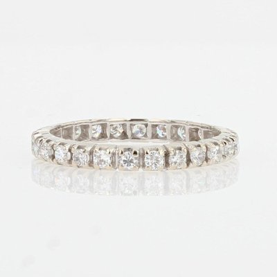 French Modern Wedding Ring in 18K White Gold with Diamonds-OLU-1252295