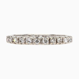 French Modern Wedding Ring in 18K White Gold with Diamonds-OLU-1252295