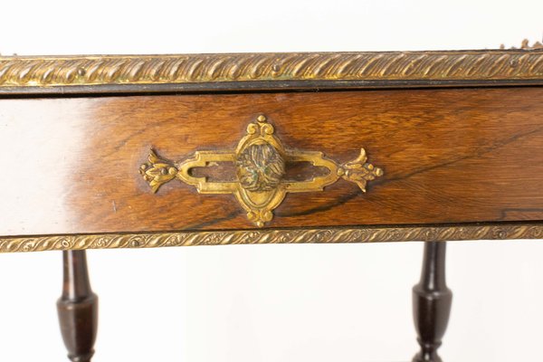 French Napoleon III Brass & Walnut Serving Table or Side Table, 1880-RIU-1259151