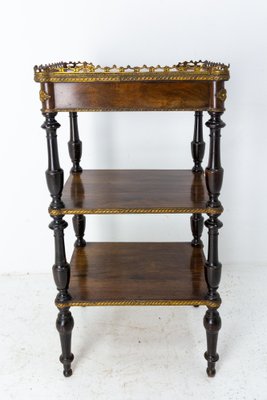 French Napoleon III Brass & Walnut Serving Table or Side Table, 1880-RIU-1259151