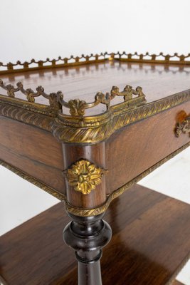 French Napoleon III Brass & Walnut Serving Table or Side Table, 1880-RIU-1259151