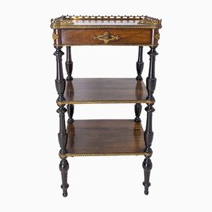 French Napoleon III Brass & Walnut Serving Table or Side Table, 1880-RIU-1259151