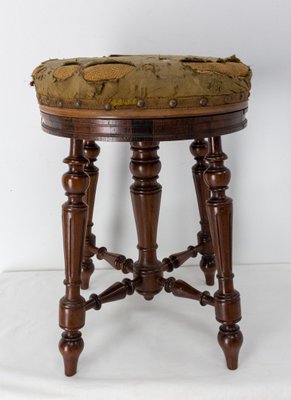 French Napoleon III Piano Stool in Walnut, Circa 1880-RIU-1285358