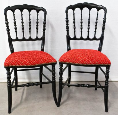 French Napoleon III Red Chairs, Late 19th Century, Set of 2-RIU-901305