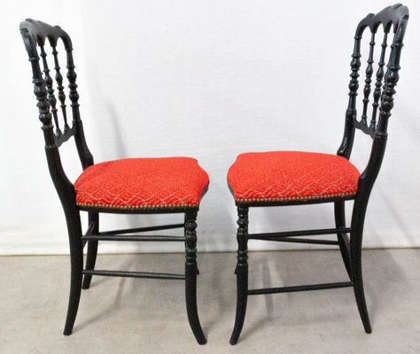 French Napoleon III Red Chairs, Late 19th Century, Set of 2-RIU-901305