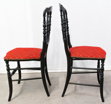 French Napoleon III Red Chairs, Late 19th Century, Set of 2-RIU-901305