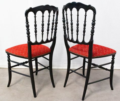 French Napoleon III Red Chairs, Late 19th Century, Set of 2-RIU-901305