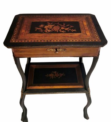 French Napoleon III Style Dressing Table with Mirror and Faux Drawer, 1850s-QRS-1751143