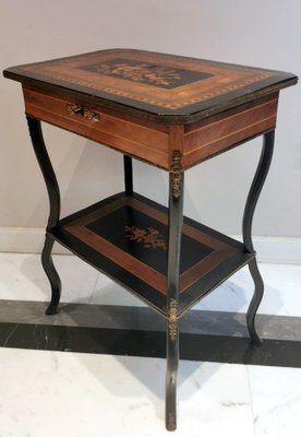 French Napoleon III Style Dressing Table with Mirror and Faux Drawer, 1850s-QRS-1751143