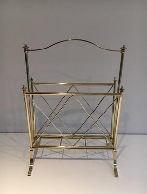 French Neoclassical Brass Magazine Rack Attributed to Maison Jansen, 1940s-BA-658713