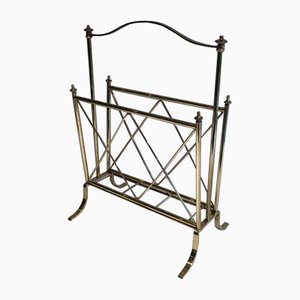 French Neoclassical Brass Magazine Rack Attributed to Maison Jansen, 1940s-BA-658713