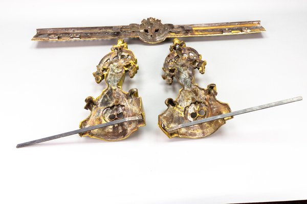 French Neoclassical Style Bronze Fireplace Fenders, 1920s, Set of 3-KEG-1744880