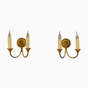 French Neoclassical Style Bronze Twin Arm Sconces, 1920s, Set of 2-KEG-1743374