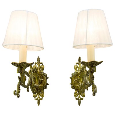 French Neoclassical Style Bronze Wall Lights, Set of 2-KEG-1135876