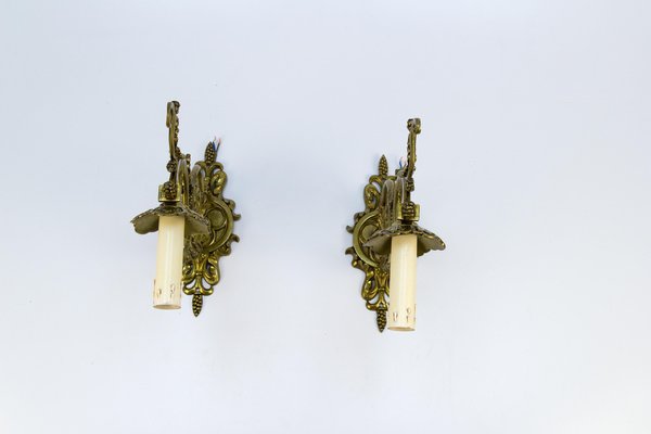 French Neoclassical Style Bronze Wall Lights, Set of 2-KEG-1135876