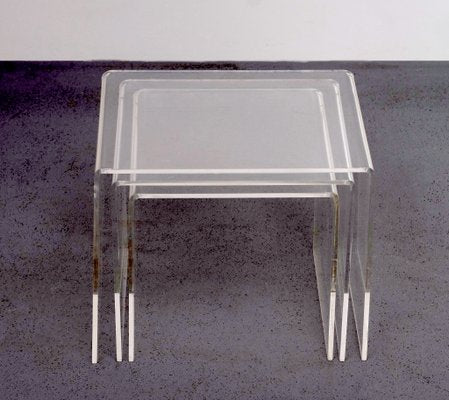 French Nesting Tables in Acrylic Glass, 1970s, Set of 3-GCG-1273907