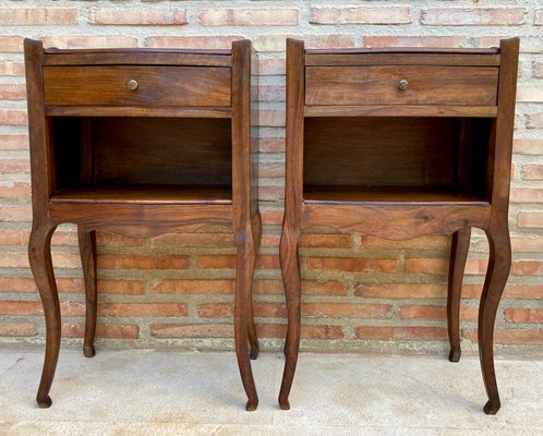 French Nightstands in Walnut, 1890s, Set of 2-NOU-1395880