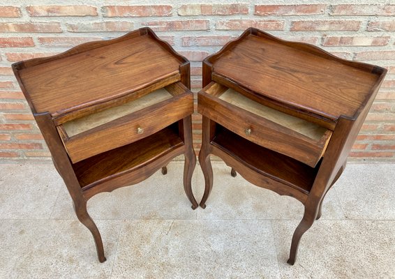 French Nightstands in Walnut, 1890s, Set of 2-NOU-1395880