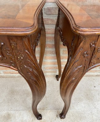 French Nightstands with Drawers and Cabriole Legs, 1900s, Set of 2-NOU-1799579