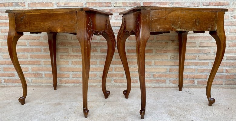 French Nightstands with Drawers and Cabriole Legs, 1900s, Set of 2-NOU-1799579