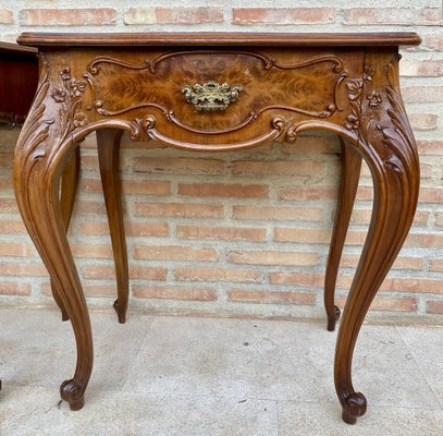 French Nightstands with Drawers and Cabriole Legs, 1900s, Set of 2-NOU-1799579