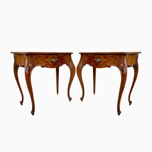 French Nightstands with Drawers and Cabriole Legs, 1900s, Set of 2-NOU-1799579