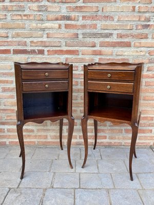 French Oak Nightstands with 2 Drawers, 1890s, Set of 2-NOU-1058786