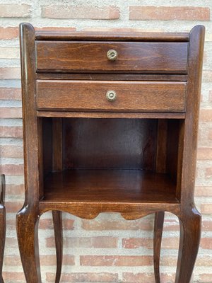 French Oak Nightstands with 2 Drawers, 1890s, Set of 2-NOU-1058786