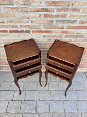 French Oak Nightstands with 2 Drawers, 1890s, Set of 2-NOU-1058786