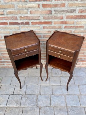 French Oak Nightstands with 2 Drawers, 1890s, Set of 2-NOU-1058786