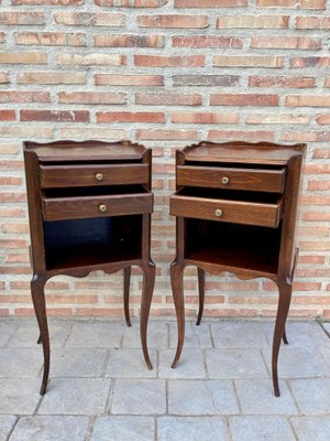 French Oak Nightstands with 2 Drawers, 1890s, Set of 2-NOU-1058786