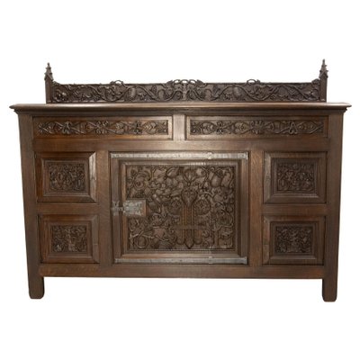 French Oak & Wrought Iron Buffet, 1920s-RIU-1706819