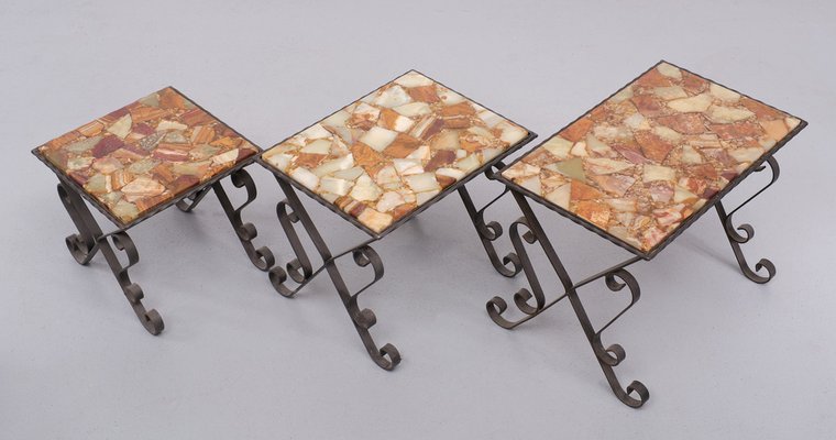 French Onyx Nesting Tables, 1972, Set of 3-GCG-1739642