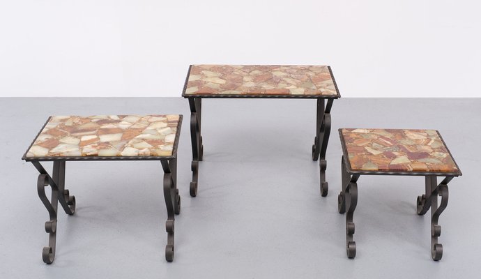 French Onyx Nesting Tables, 1972, Set of 3-GCG-1739642