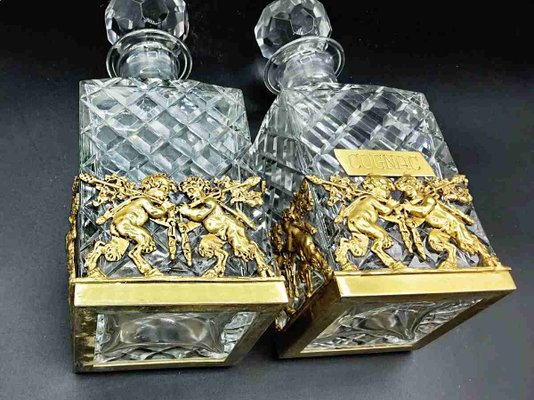 French Ormolu Cut Crystal Whisky and Cognac Decanters, Set of 2-OZS-1360201