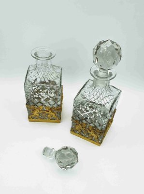 French Ormolu Cut Crystal Whisky and Cognac Decanters, Set of 2-OZS-1360201