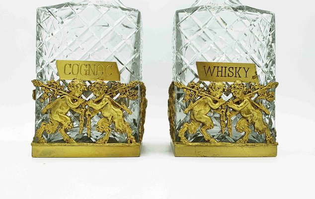 French Ormolu Cut Crystal Whisky and Cognac Decanters, Set of 2-OZS-1360201