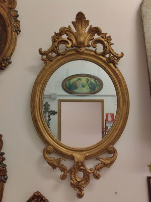 French Oval Mirror with Gilt Wood Stucco Carved Frame, 1800s-ZFY-1720735